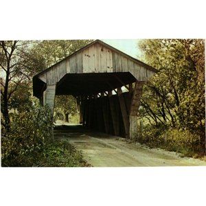 Covered Bridge Postcards Travel Souvenir Unposted Delaware County Ohio Vintage